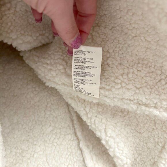 Free People Women's Size M Beige Diogo Sherpa Faux Fur Coat Jacket Ivory Combo - Picture 5 of 11